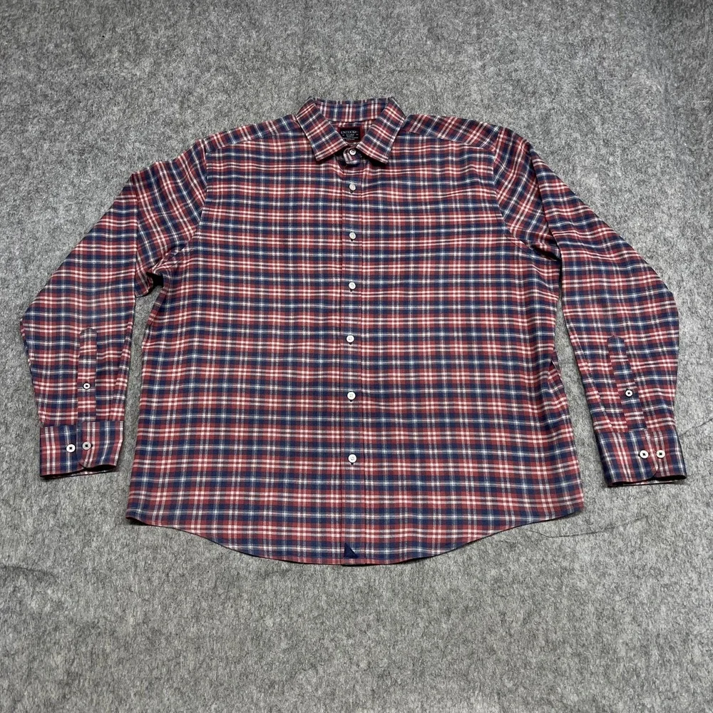 UNTUCKit Shirt Mens XL Red Blue Plaid Radda Relaxed Fit Long Sleeve Button Front